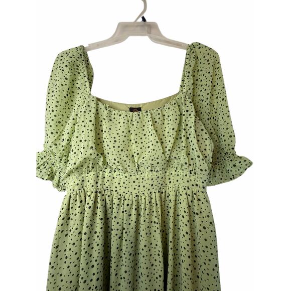 Polago Green Chiffon Polka Dot  Dress - Size XXL - Picture 6 of 10